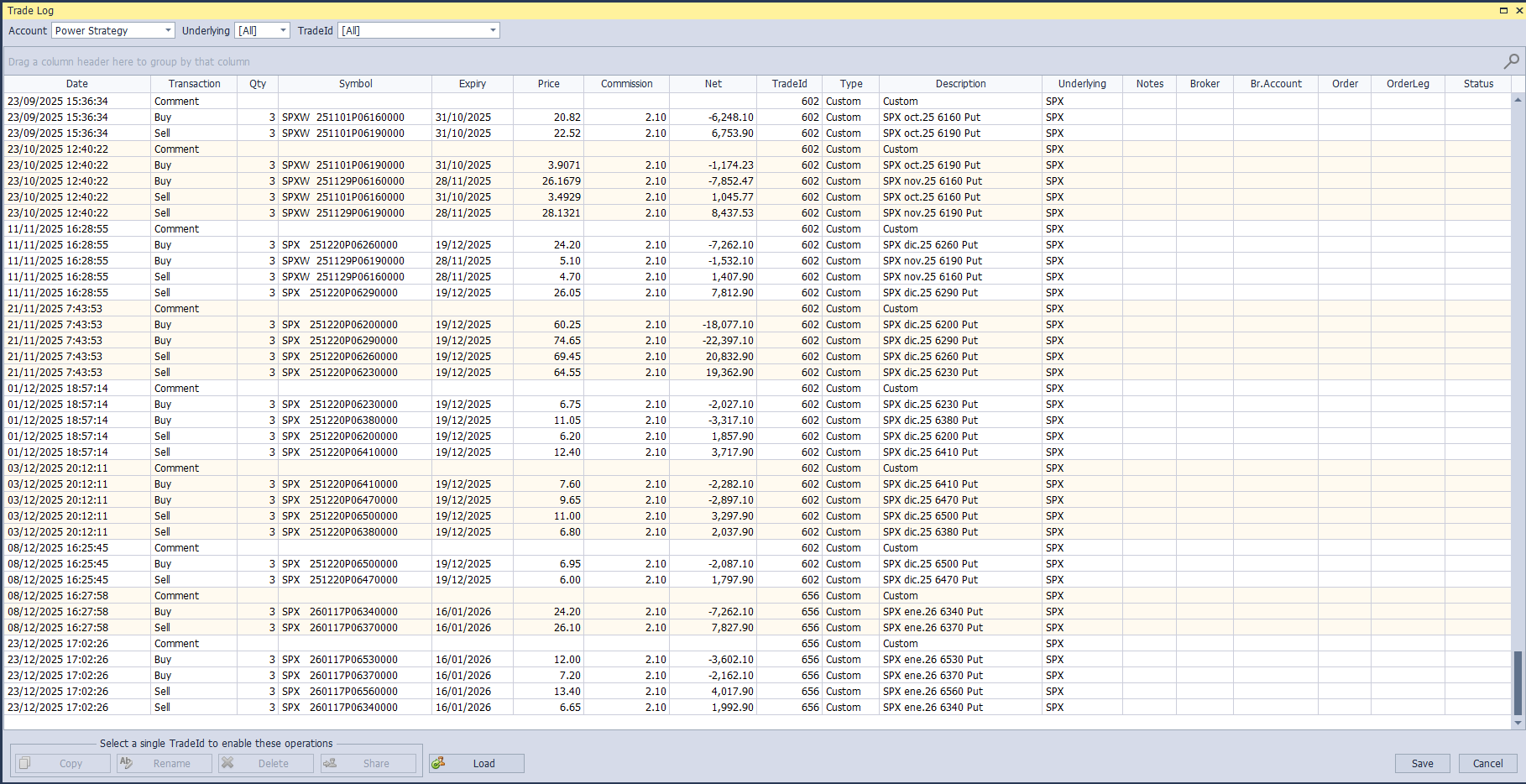 Power Strategy Trade Log